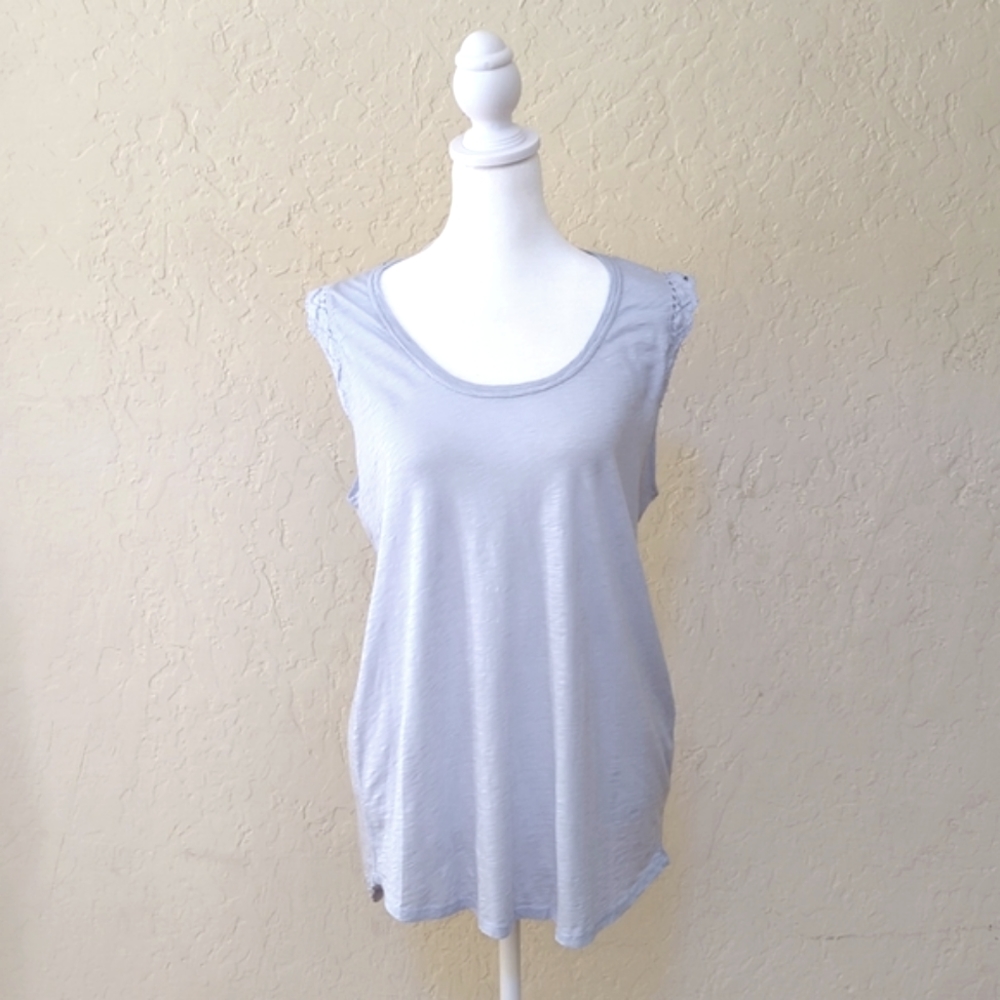 Michael Stars Vienna Tank with Lace Trim in Pale Sky Blue One Size